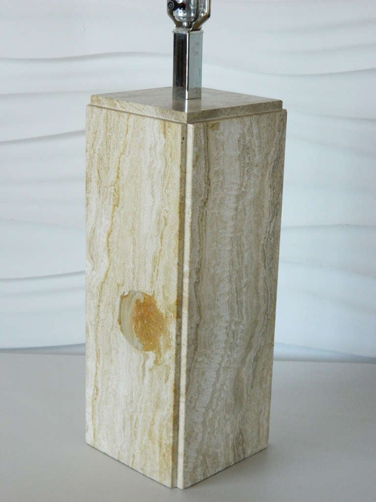 Travertine Marble Lamp In Good Condition For Sale In Baltimore, MD