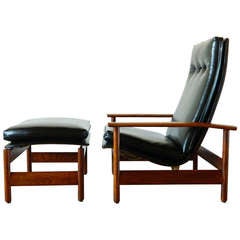 Mid Century Modern Reclining Lounger and Ottoman