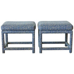 Pair of Upholstered Milo Baughman Parsons Stools for Thayer Coggin