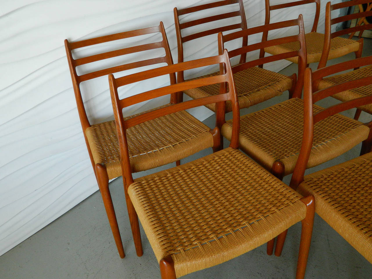 Danish Set of Eight Niels Møller Teak Dining Chairs, Model No. 78