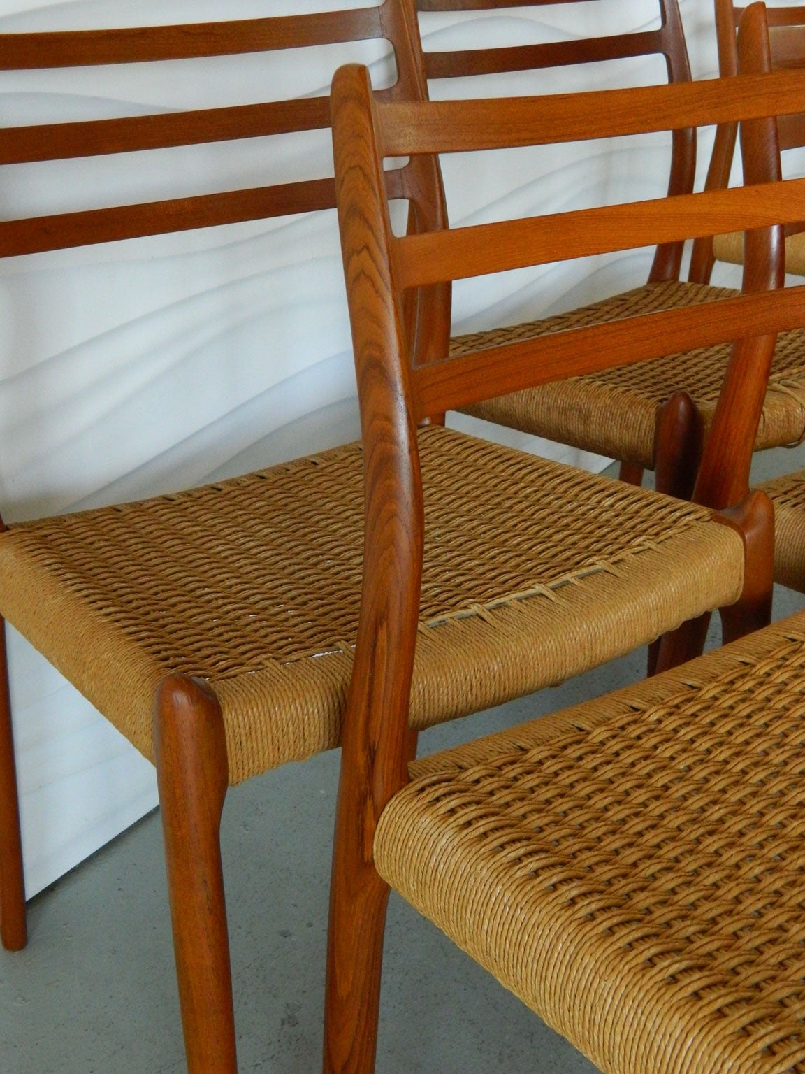Papercord Set of Eight Niels Møller Teak Dining Chairs, Model No. 78