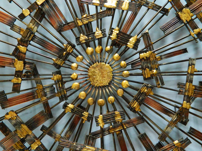 American Jere-style Metal Sunburst Wall Sculpture