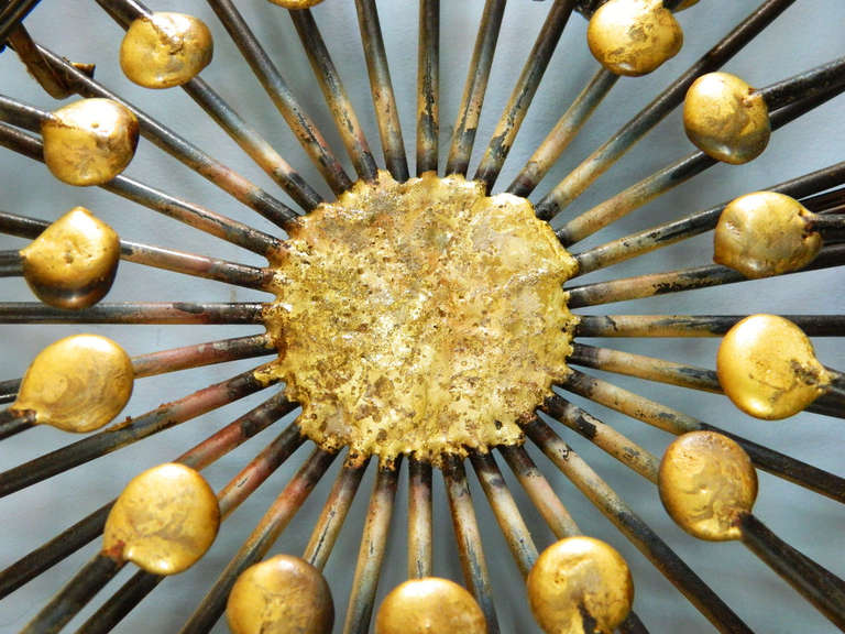 Jere-style Metal Sunburst Wall Sculpture In Good Condition In Baltimore, MD