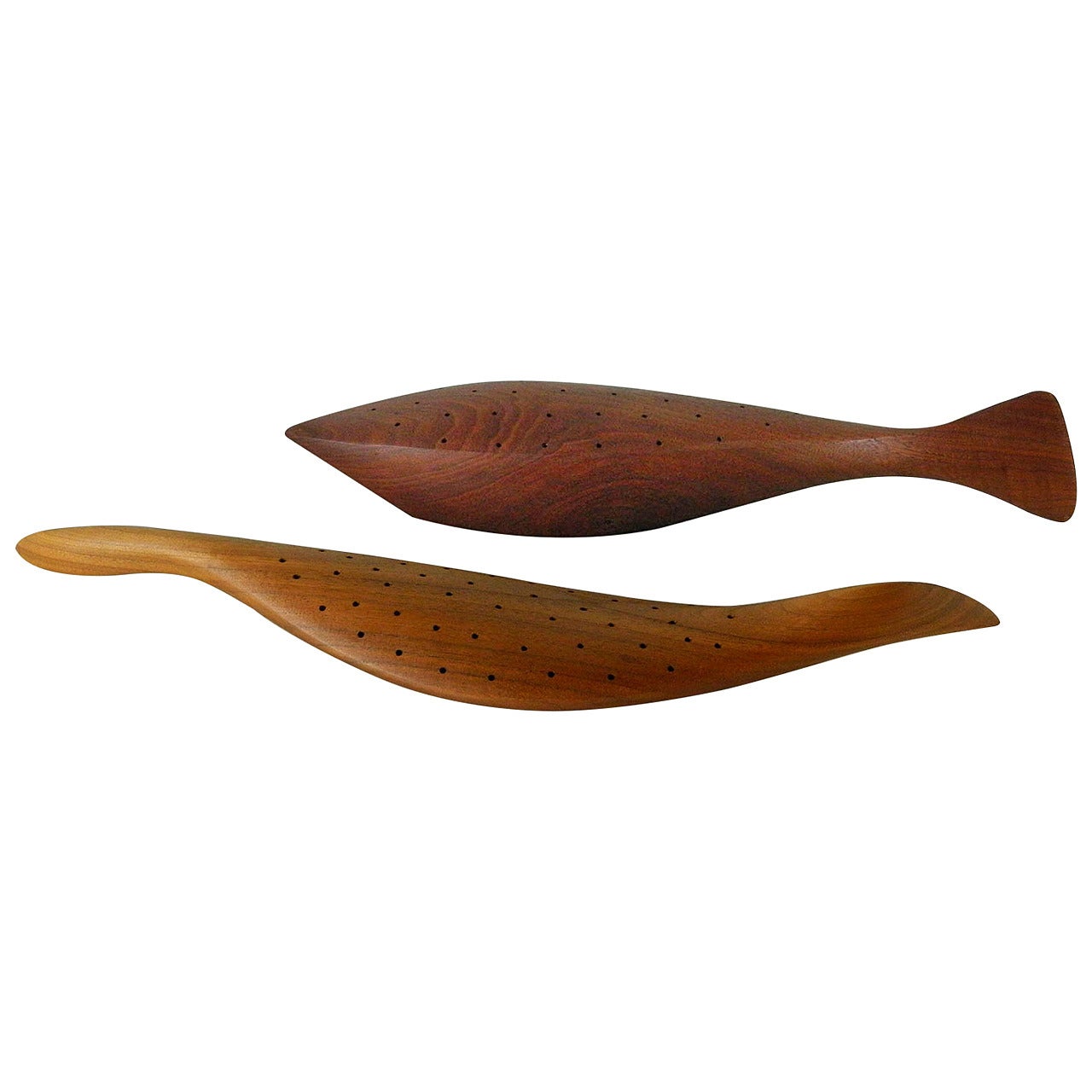 Emil Milan Carved Wooden Fish and Bird Canape Holders For Sale