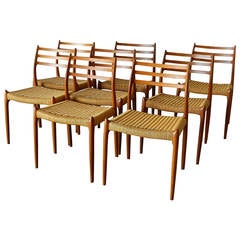 Set of Eight Niels Møller Teak Dining Chairs, Model No. 78