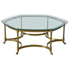 Hollywood Regency Hexagonal Brass Coffee Table in the Style of Labarge