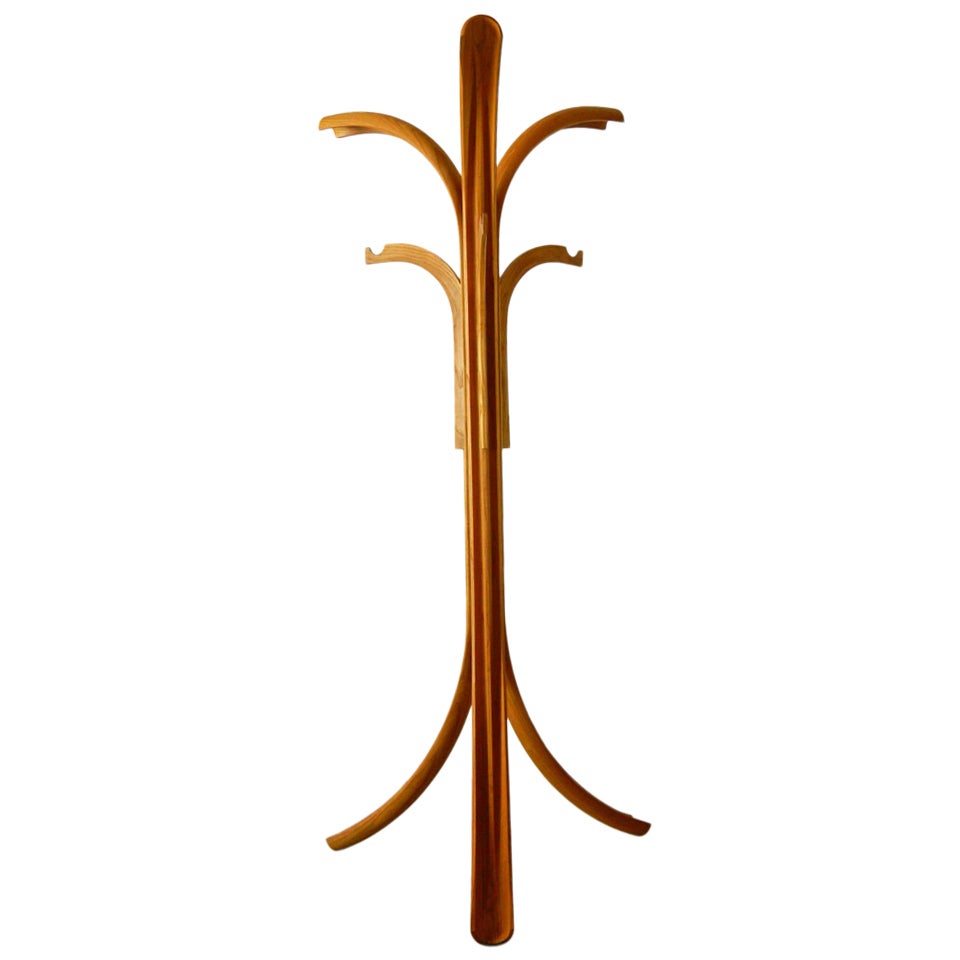 Solid Teak Bentwood Coat Stand For Sale