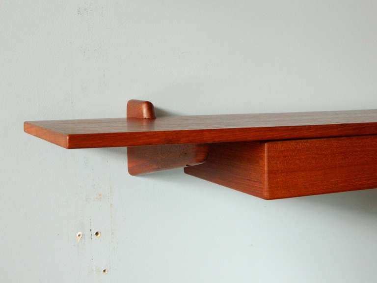 Vintage Teak Mirror and Floating Shelf Attributed to Aksel Kjersgaard In Good Condition In Baltimore, MD