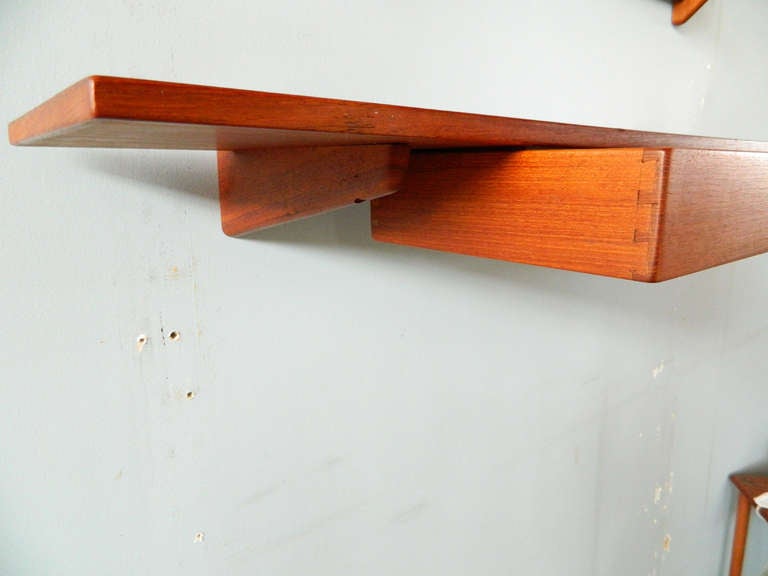 Sycamore Vintage Teak Mirror and Floating Shelf Attributed to Aksel Kjersgaard