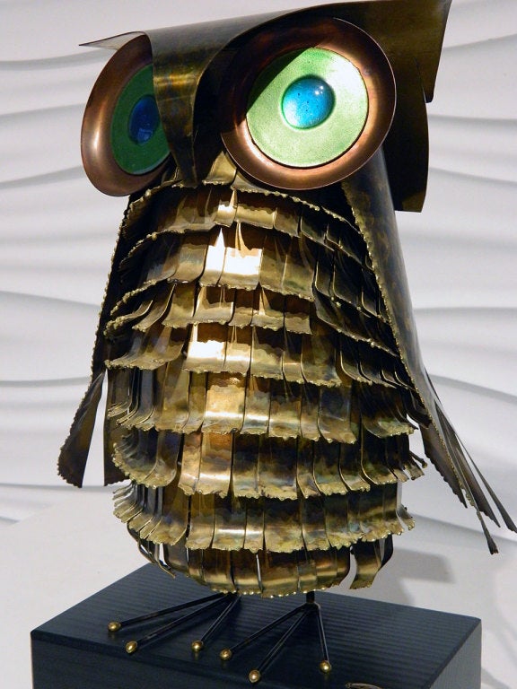 American Curtis Jere Metal Owl Sculpture