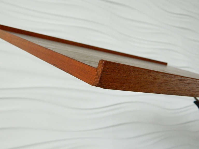 Wood Danish Modern Teak Rolling Tray Table