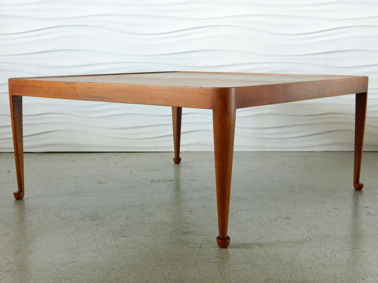 This rare and stellar crotch mahogany cocktail table was designed by Swedish designer Josef Frank circa 1950s.