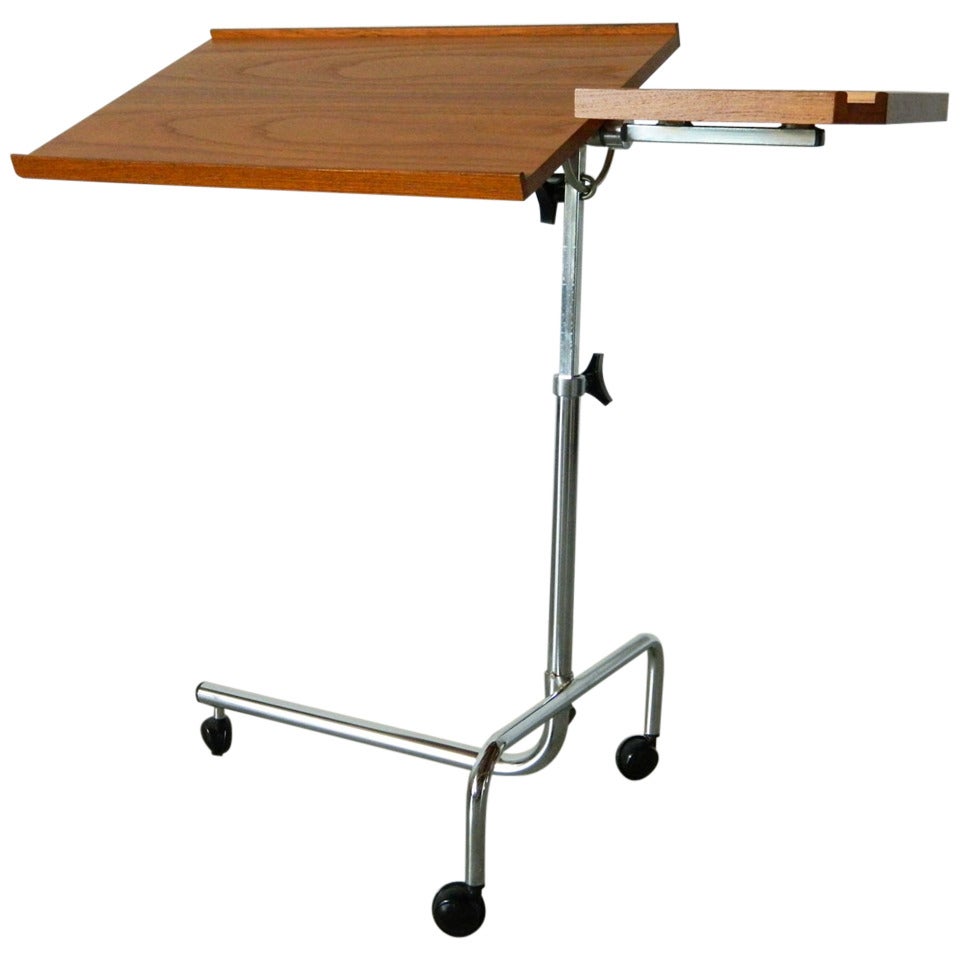 Danish Modern Teak Rolling Tray Table