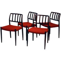 Set of Four Rosewood No. 83 Dining Chairs by Niels Moller