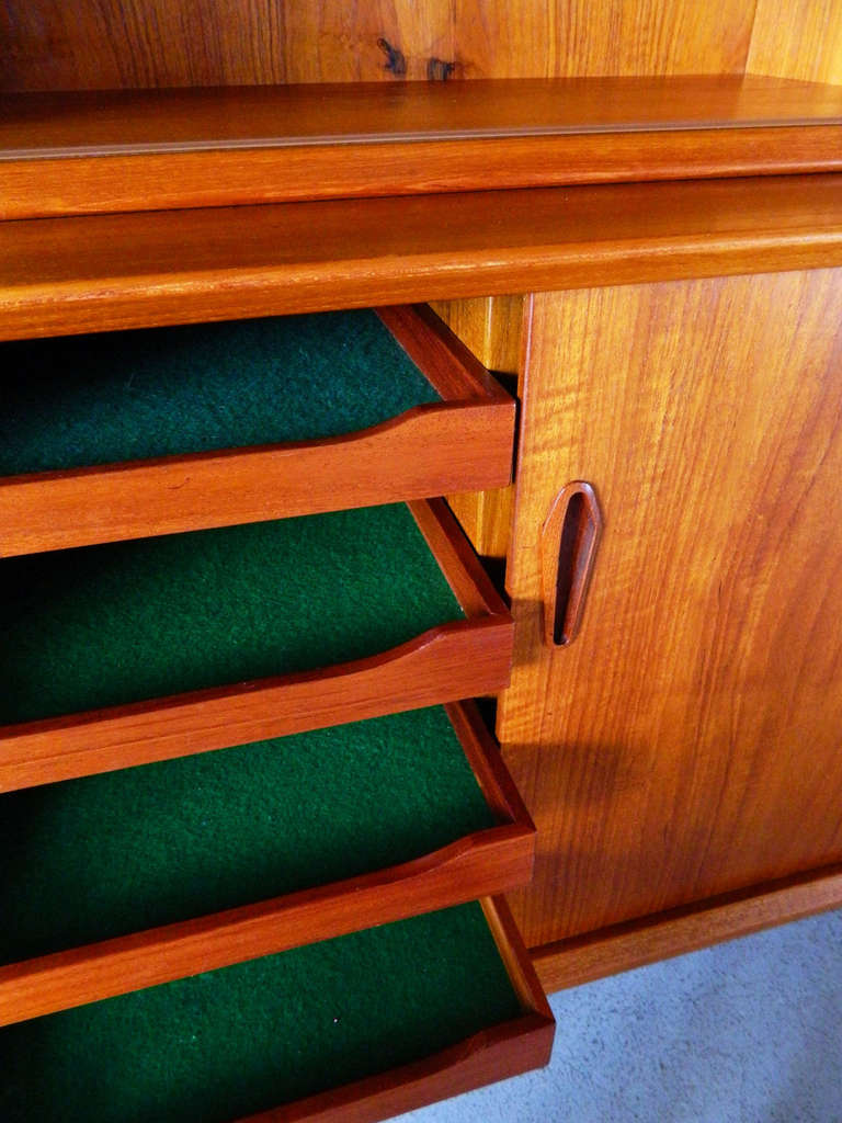 Sycamore Danish Modern Teak Sideboard with Hutch