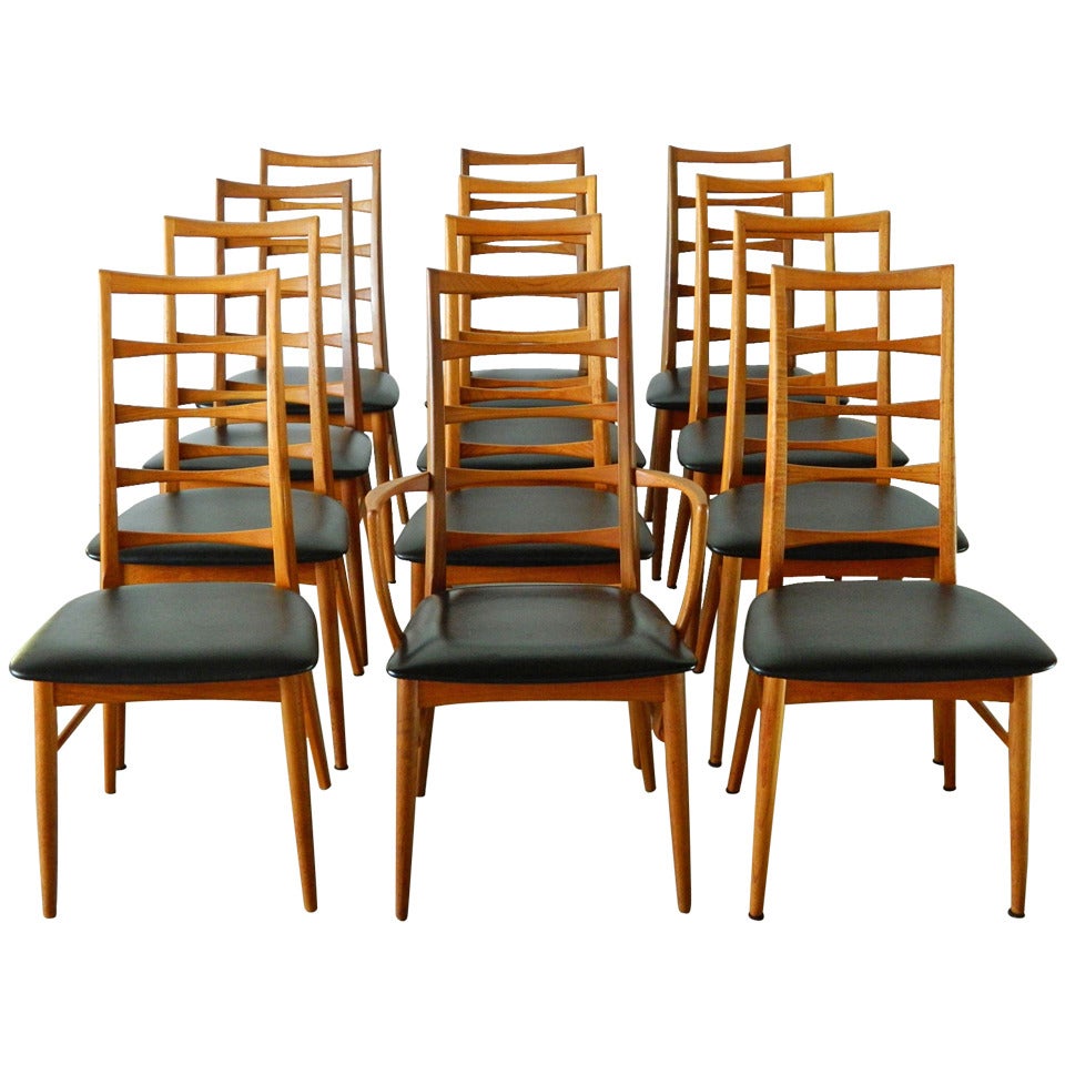 Set of 12 Koefoeds Hornslet Teak Chairs