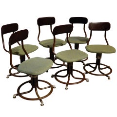 Vintage Set of Six Industrial Western Electric Switchboard Stools