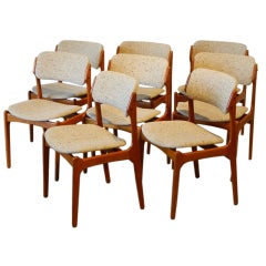 Set of Eight Erik Buck Teak Danish Dining Chairs