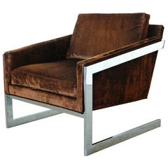 Vintage Chrome Cantilever Lounge Chair