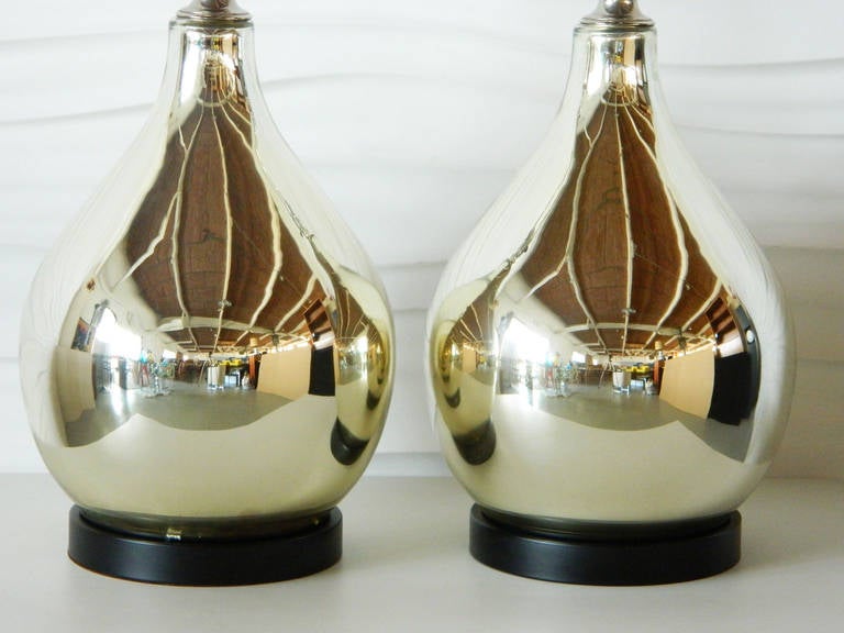 American Pair of Speer Mirrored Glass Lamps