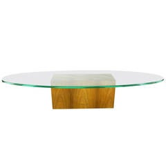 Vintage Rosewood and Elliptical Glass Coffee Table
