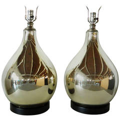 Pair of Speer Mirrored Glass Lamps