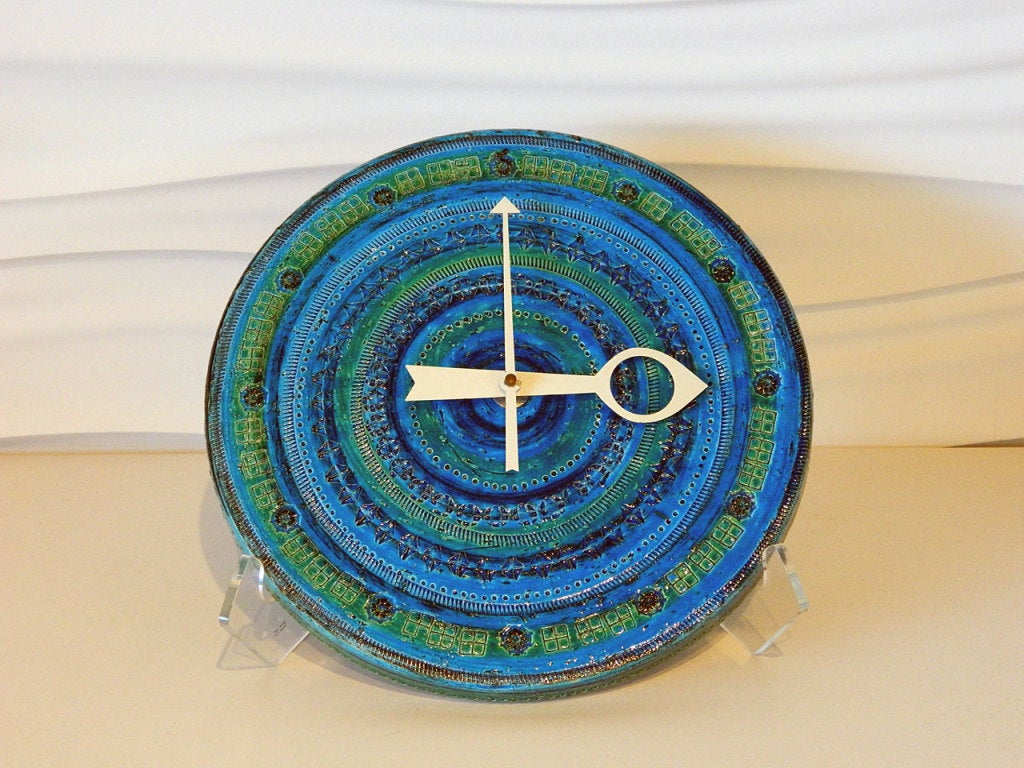 Nelson Incised Ceramic Bitossi Meridian Clock at 1stdibs