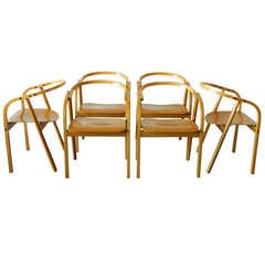 Set of Six Italian Werther Toffoloni Birch "Otto" Chairs