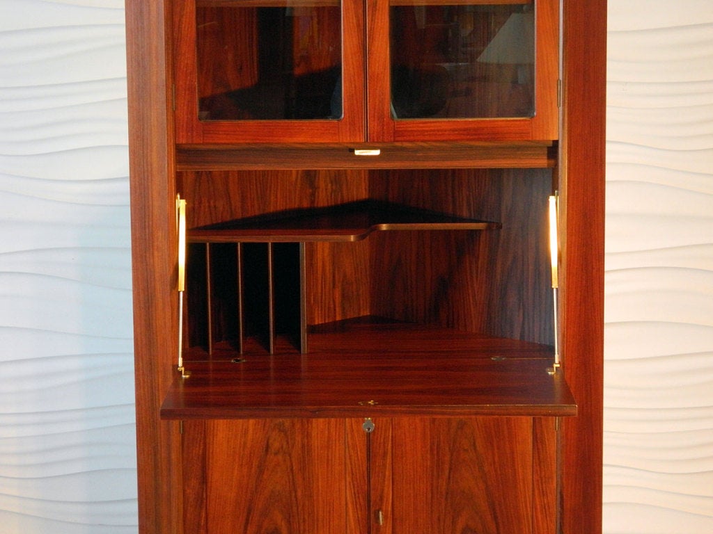 Danish Rosewood Corner Cabinet with Drop Front Desk 1