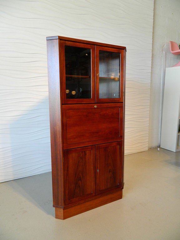 Danish Rosewood Corner Cabinet with Drop Front Desk 3