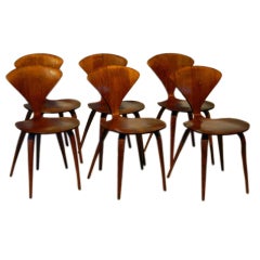 Set of Six Norman Cherner Bent-Ply Chairs for Plycraft