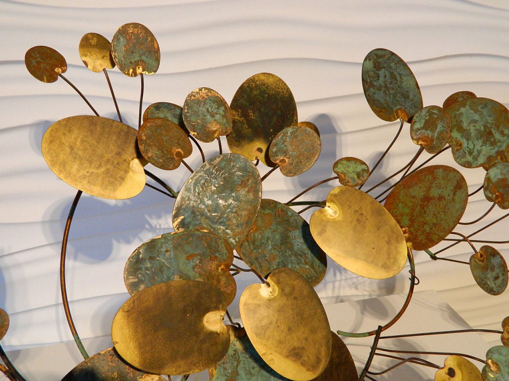 American Curtis Jere Brass Lily Pad Wall Sculpture