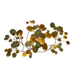 Curtis Jere Brass Lily Pad Wall Sculpture