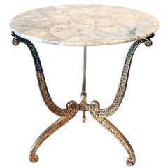 Palladio Gilt Side Table Pedestal with Marble Top