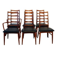 Six Koefoeds Hornslet Danish Teak Ladderback Dining Chairs