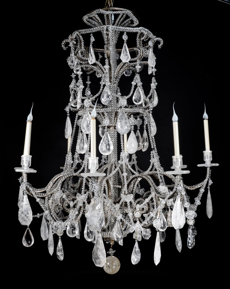 A LARGE BAGUES CUT ROCK CRYSTAL CHANDELIERS, CA.1920'S