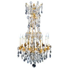 BACCARAT FRENCH LOUIS XVI GILT BRONZE & CRYSTAL CHANDELIER, CA.1860'S.