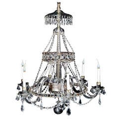 A Superb & Unusual Antique French Louis XVI style cut crystal, mercury glass & silvered bronze Chandelier,19th century