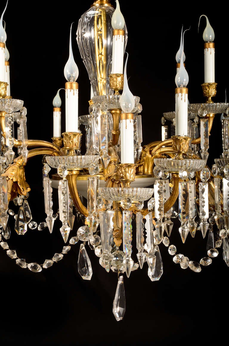 Ormolu A Spectacular Antique Baccarat French Louis XVI Bronze & crystal Chandelier, 19th cenutry For Sale