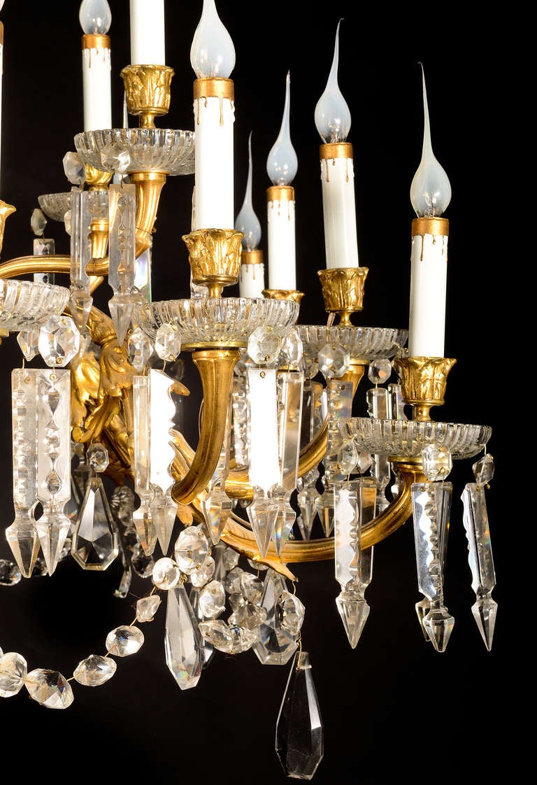 A Spectacular Antique Baccarat French Louis XVI Bronze & crystal Chandelier, 19th cenutry For Sale 1