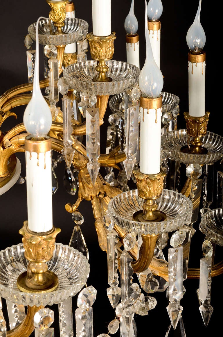 A Spectacular Antique Baccarat French Louis XVI Bronze & crystal Chandelier, 19th cenutry For Sale 2