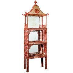 A Rare & Exquisite French Chinoiserie Crystal & Glass Mirrored Vitrine     