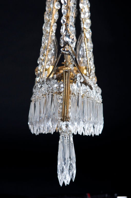 Ormolu Bagues French Gilt Bronze &  Crystal Ship Chandelier, ca.1920's. For Sale