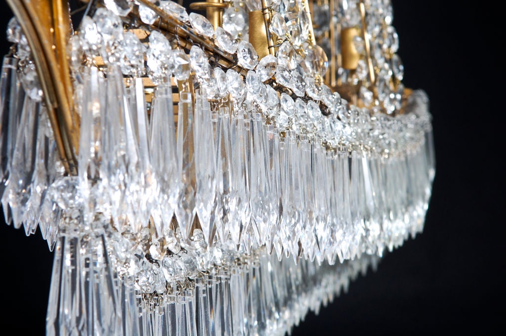Bagues French Gilt Bronze &  Crystal Ship Chandelier, ca.1920's. For Sale 1