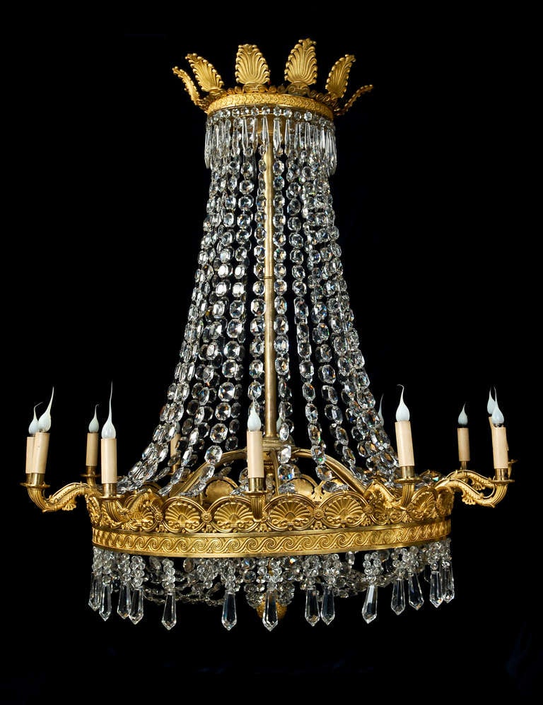 A Palatial Antique Russian Gilt Bronze & Cut Crystal Chandelier, ca.1820.