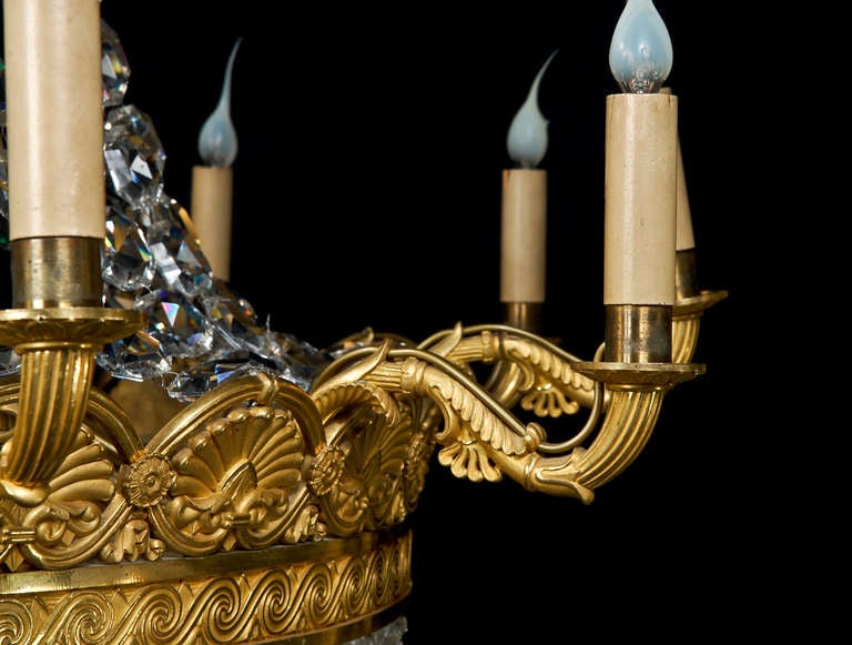 19th Century A Palatial Antique Russian Gilt Bronze & Cut Crystal Chandelier, ca.1820.  For Sale