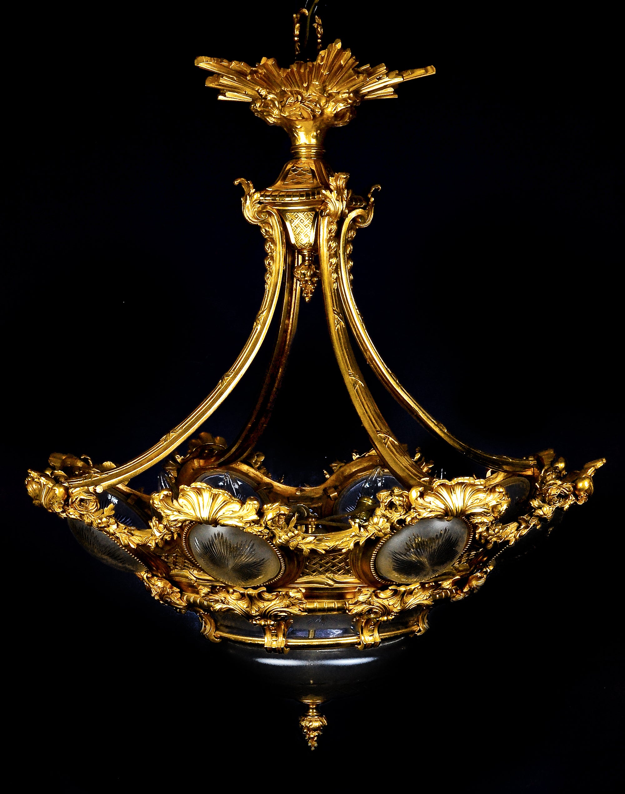 A Highly Important & Large Antique French Louis Xvi Baccarat Chandelier, ca.1870  For Sale