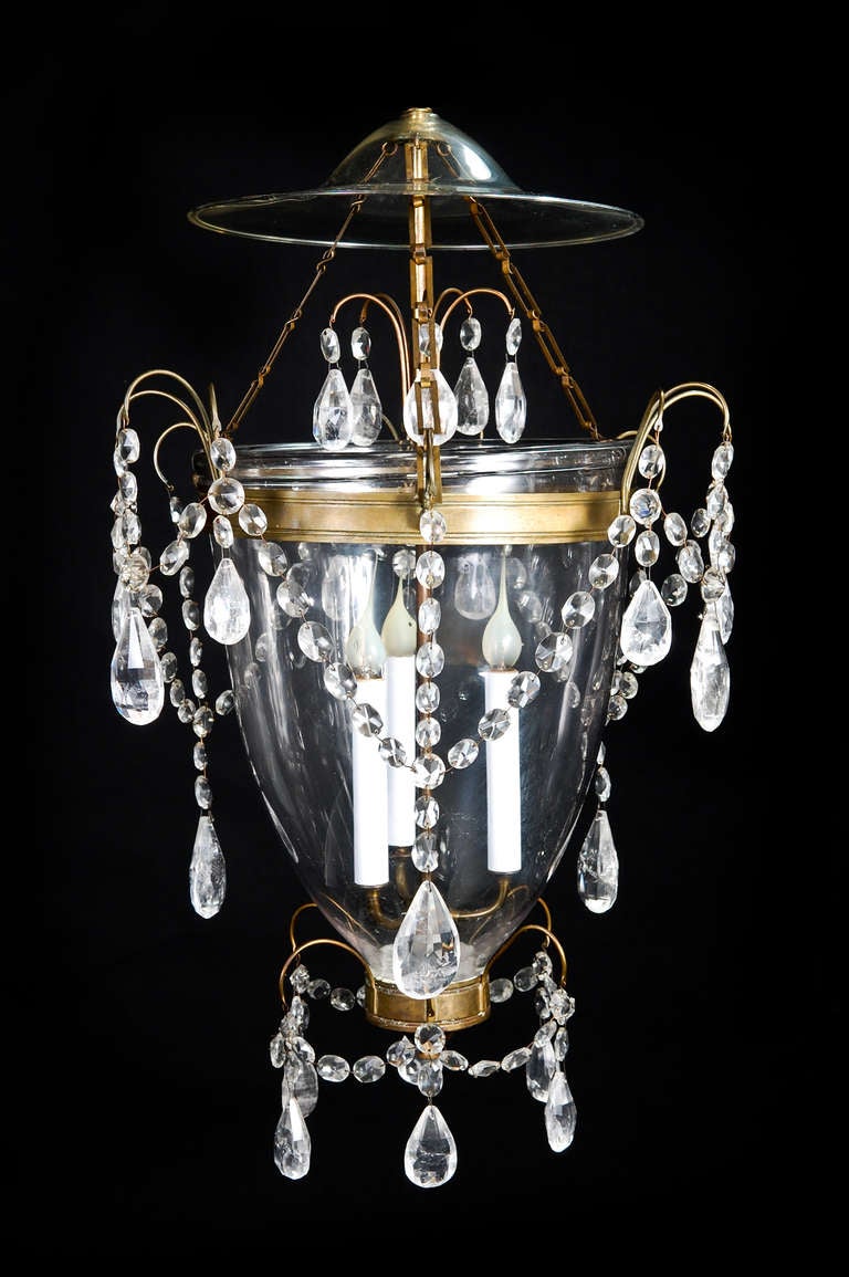 Antique Russian Gilt Bronze, Glass & Cut Crystal Lantern, Ca.1820.