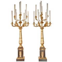 Pr Palatial Large Antique French Empire Candelabra/lamps ca.1840.