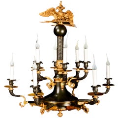 A Superb Antique French Empire Gilt & Patina Bronze Chandelier, ca.1840.